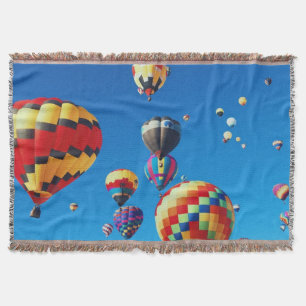 Hot Air Balloons Blue Sky Throw Blanket