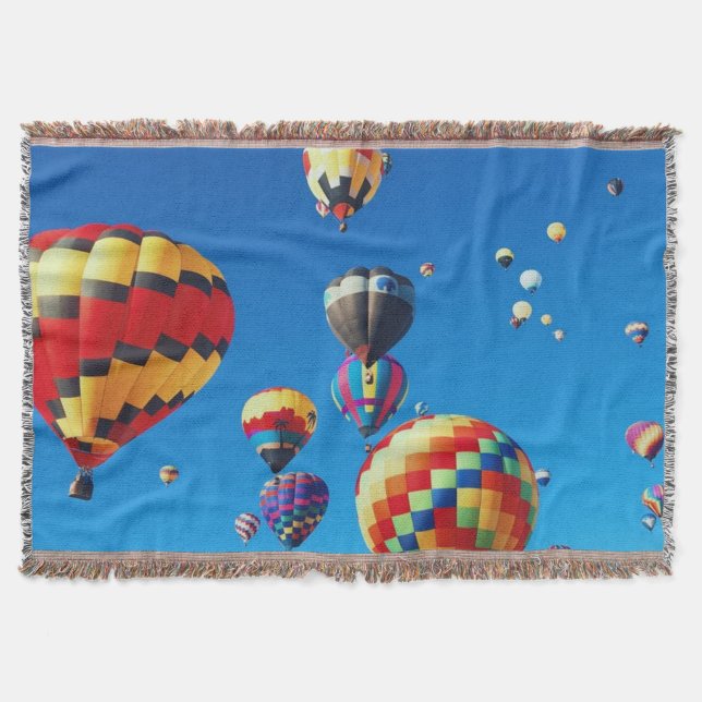 Hot Air Balloons Blue Sky Throw Blanket (Front)