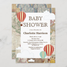 Hot Air Balloons & Clouds World Travel Baby Shower