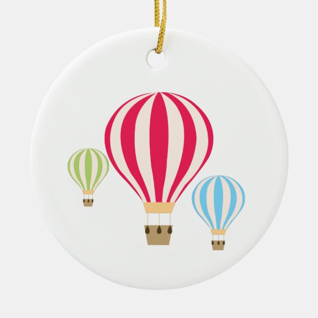 Hot Air Balloons Design Ceramic Tree Decoration (Front)