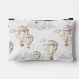 Hot air balloons Gender Neutral watercolor nursery Accessory Pouch