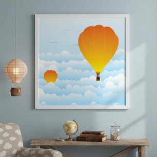 Hot Air Balloons In Clouds Poster