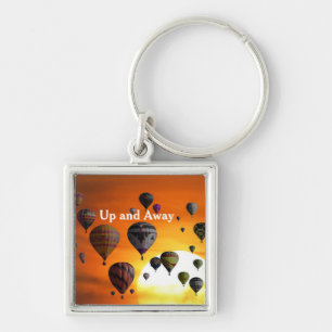 Hot air balloons in flight key ring