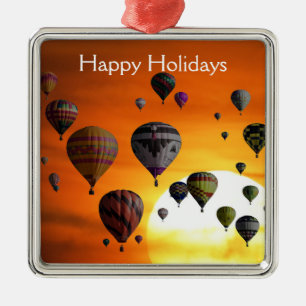Hot air balloons in flight metal ornament