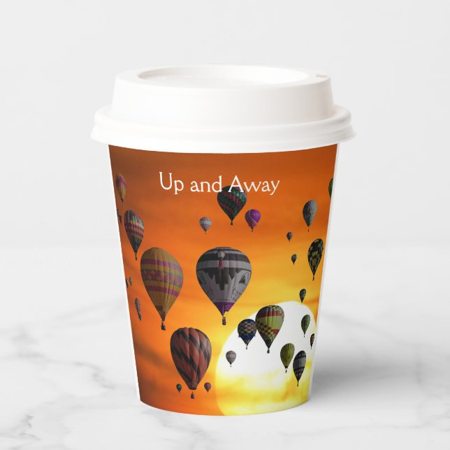 Hot air balloons in flight  paper cups (Front)
