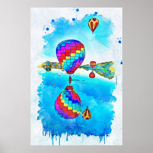 Hot Air Balloons in flight Poster (Front)