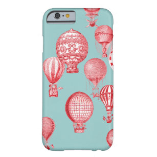 Hot Air Balloons in Flight, Red on Robins Egg Blue Barely There iPhone 6 Case
