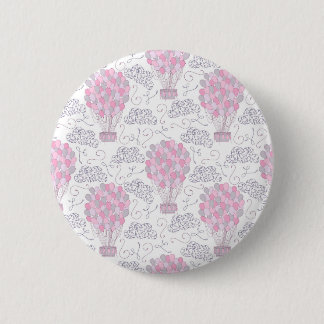 Hot air balloons in pink nursery art 6 cm round badge