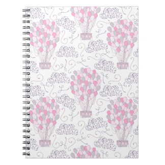 Hot air balloons in pink nursery art spiral notebook