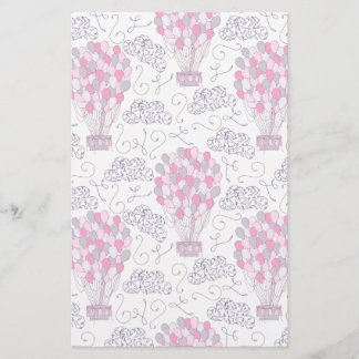 Hot air balloons in pink nursery art stationery