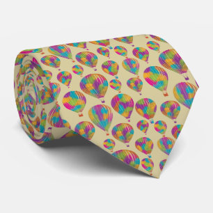 Hot Air Balloons in Rainbow Colors Patterned Tie