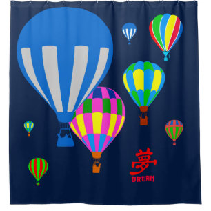 Hot Air Balloons in the sky - Dream - on blue Shower Curtain