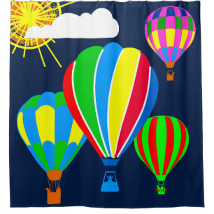 Hot Air Balloons in the sky funny Shower Curtain
