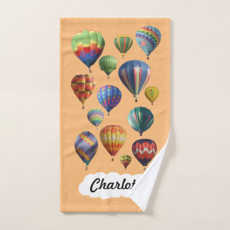 Hot Air Balloons on Peach Colour Hand Towel