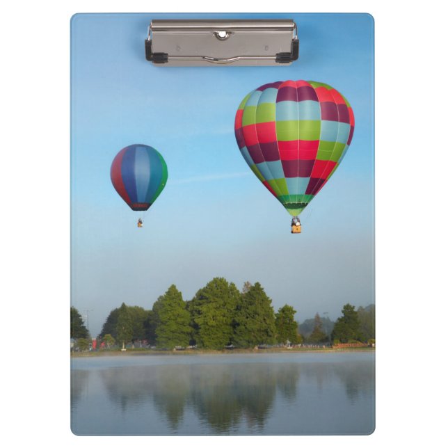 Hot air balloons over a lake,  NZ Clipboard (Front)