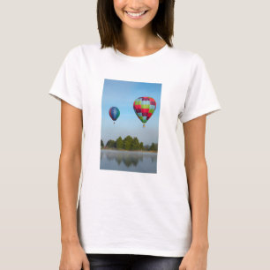 Hot air balloons over a lake, NZ T-Shirt