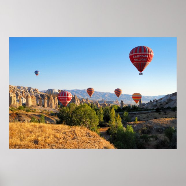 Hot air balloons over Cappadocia Poster (Front)