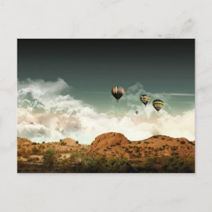 Hot Air Balloons Over Mountains Post Card