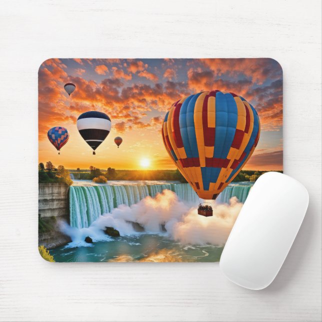 Hot Air Balloons Over Niagra Falls Mouse Pad (With Mouse)