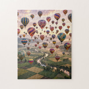 Hot Air Balloons Over the Valley at Dawn Jigsaw Puzzle