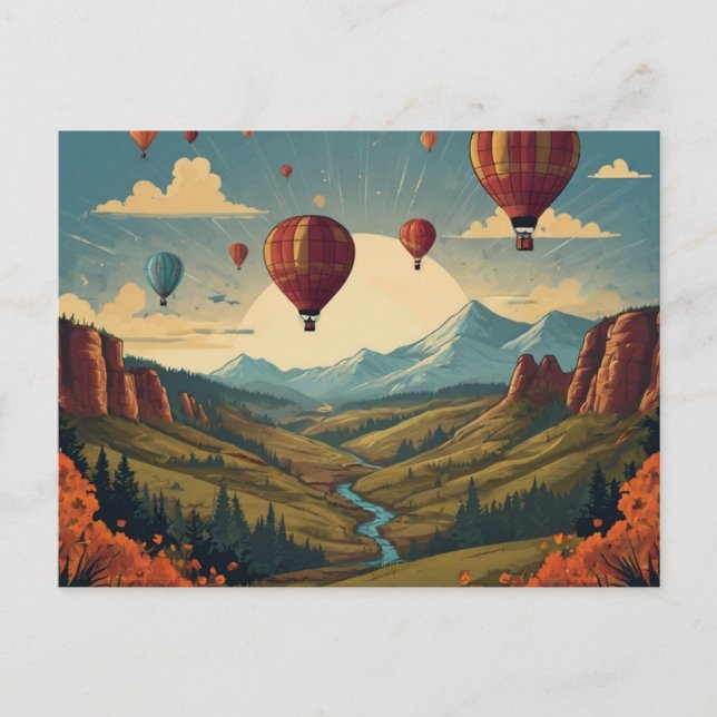 Hot Air balloons over Valley Postcard (Front)