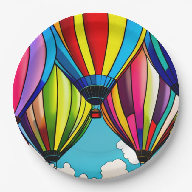 Hot Air Balloons Paper Plate (Front)