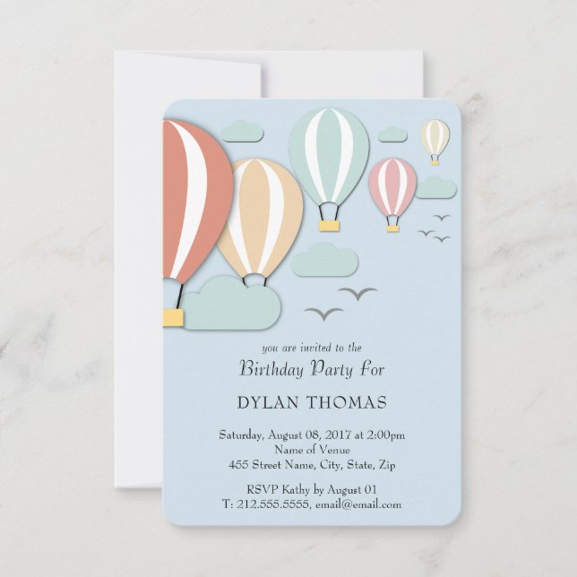 Hot Air Balloons Papercut Style Invitation (Front)
