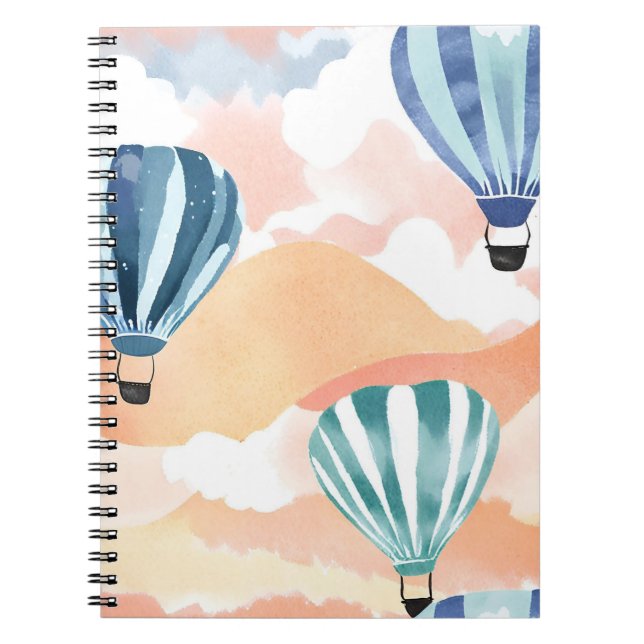 Hot Air Balloons | Pastel Watercolor Notebook (Front)
