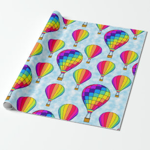 Hot Air Balloons Rainbow Colours Wrapping Paper