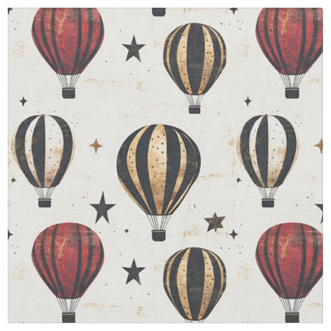 Hot Air Balloons & Stars Fabric (Close Up)
