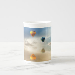 Hot Air Balloons Water Reflection Bone China Mug