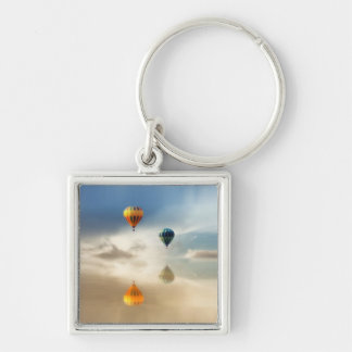 Hot Air Balloons Water Reflection Key Ring