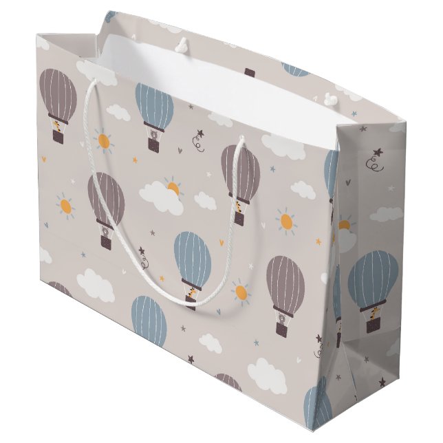 Hot Air Balloons With Animals Large Gift Bag (Back Angled)
