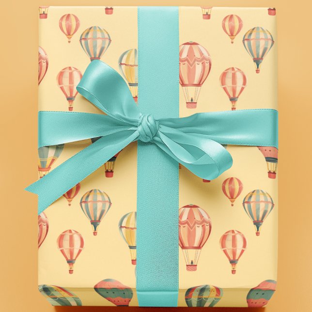 Hot Air Balloons Yellow Baby Shower  Wrapping Paper (Creator Uploaded)