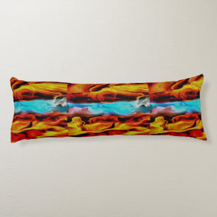 Hot And Cold Elements Acrylic Pour Abstract Body Cushion