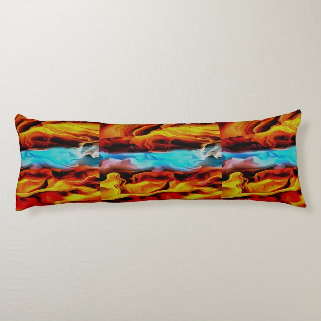 Hot And Cold Elements Acrylic Pour Abstract  Body Cushion (Back)
