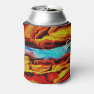 Hot And Cold Elements Acrylic Pour Abstract  Can Cooler