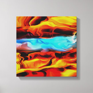 Hot And Cold Elements Acrylic Pour Abstract Canvas Print