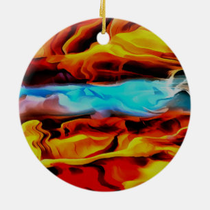 Hot And Cold Elements Acrylic Pour Abstract  Ceramic Tree Decoration