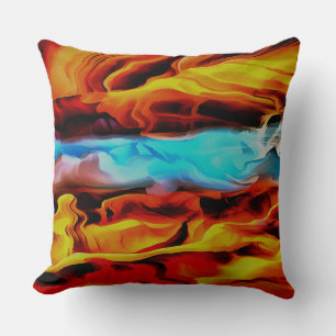 Hot And Cold Elements Acrylic Pour Abstract  Cushion