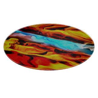 Hot And Cold Elements Acrylic Pour Abstract Cutting Board