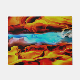 Hot And Cold Elements Acrylic Pour Abstract Doormat
