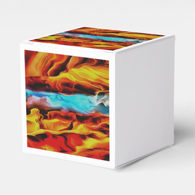 Hot And Cold Elements Acrylic Pour Abstract  Favour Box (Front Side)