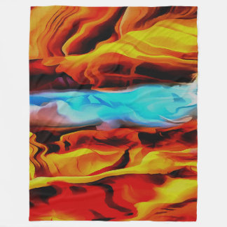 Hot And Cold Elements Acrylic Pour Abstract Fleece Blanket