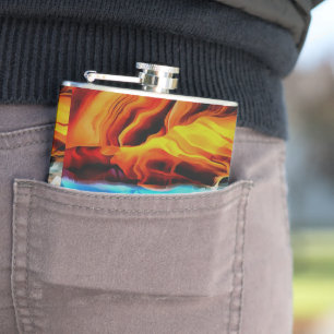 Hot And Cold Elements Acrylic Pour Abstract  Hip Flask