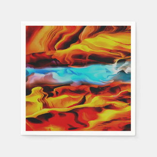 Hot And Cold Elements Acrylic Pour Abstract Napkin