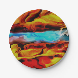 Hot And Cold Elements Acrylic Pour Abstract Paper Plate