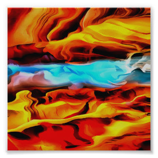 Hot And Cold Elements Acrylic Pour Abstract Photo Print