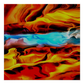 Hot And Cold Elements Acrylic Pour Abstract Poster