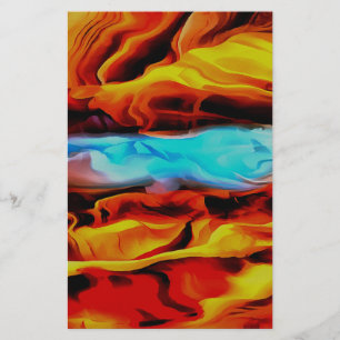 Hot And Cold Elements Acrylic Pour Abstract Stationery